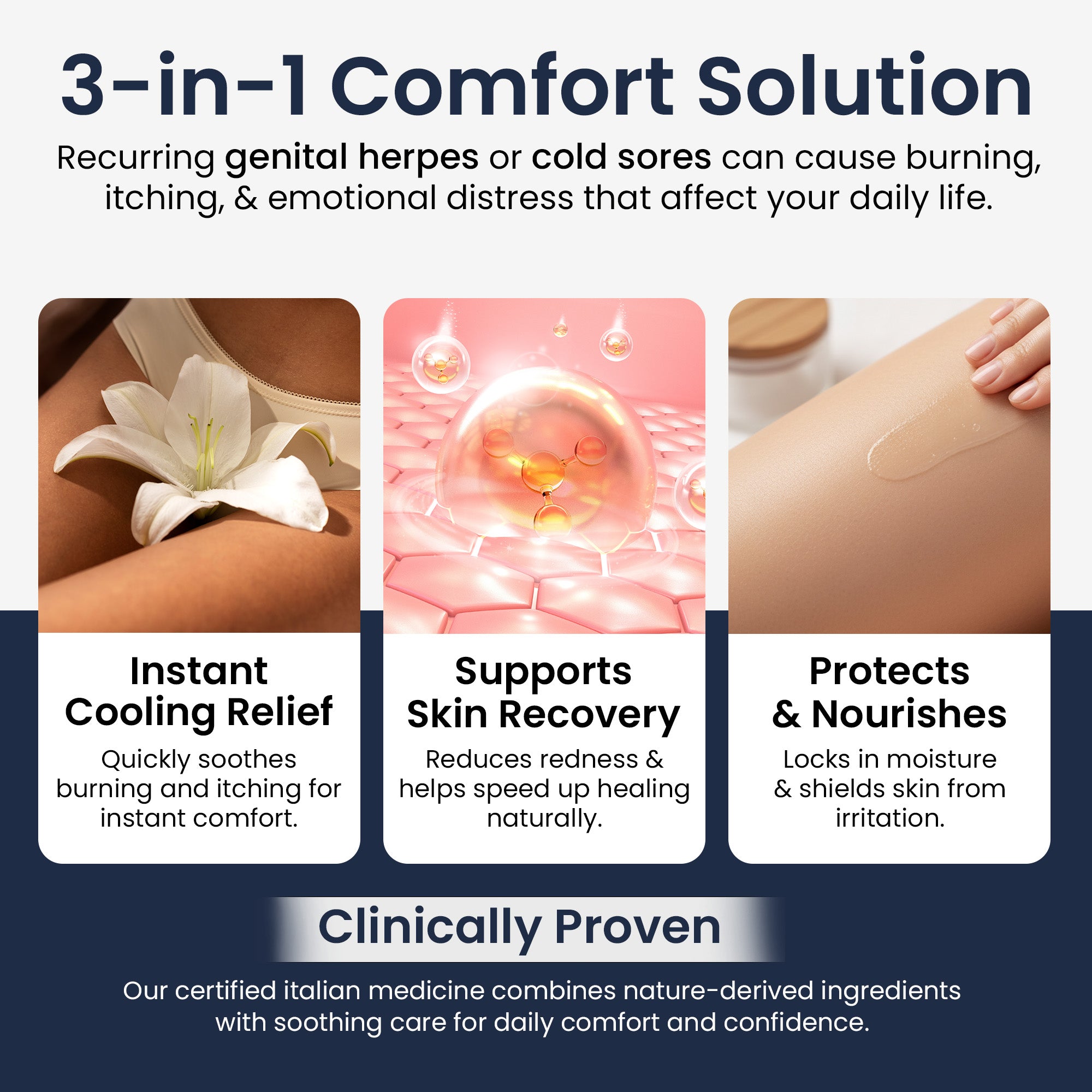 Genital Herpes Ointment for Men & Women | Soothing Relief for Itching, Burning & Irritation | 56g