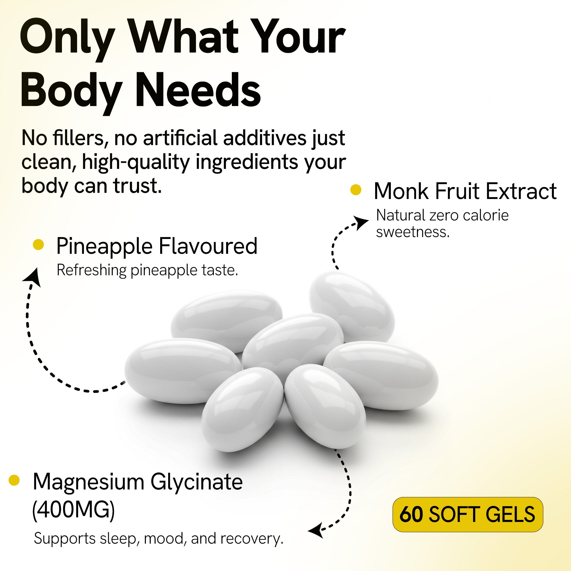 Magnesium Glycinate 400mg Softgels for Muscle Recovery, Sleep & Relaxation | 60 Count