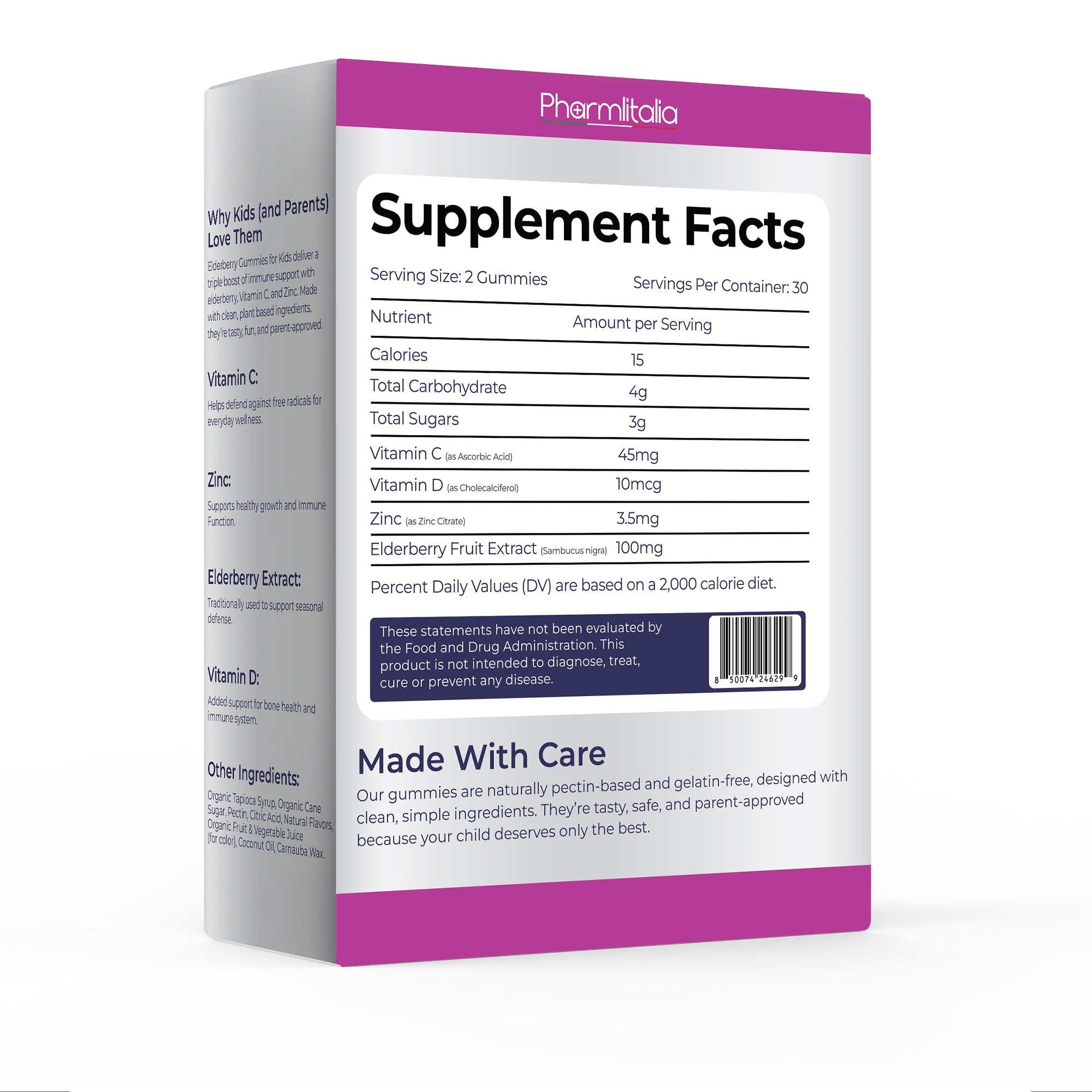 Elderberry Immune Support Gummies for Kids with Vitamin C & Zinc | Daily Immunity Support | 60 Count