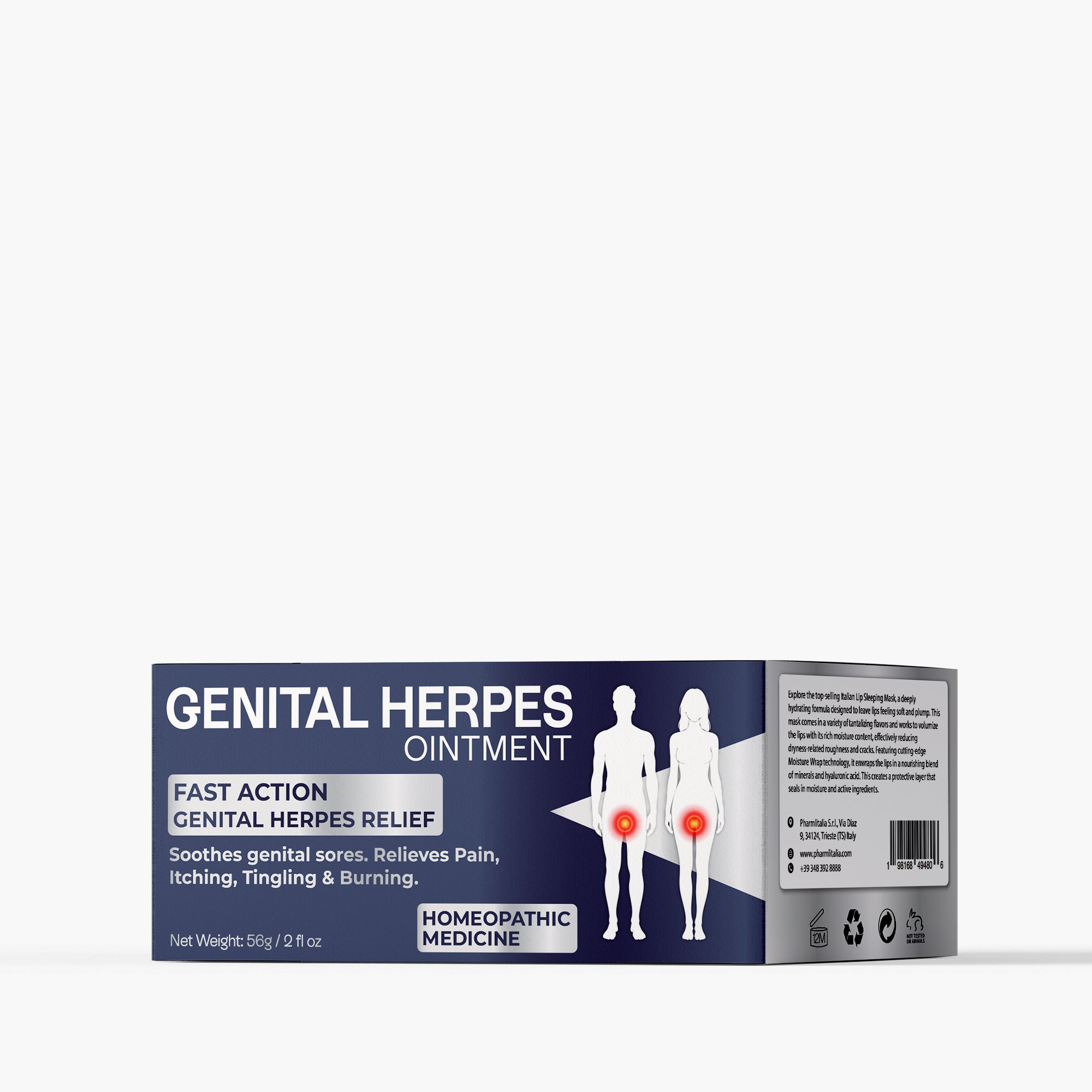Genital Herpes Ointment for Men & Women | Soothing Relief for Itching, Burning & Irritation | 56g