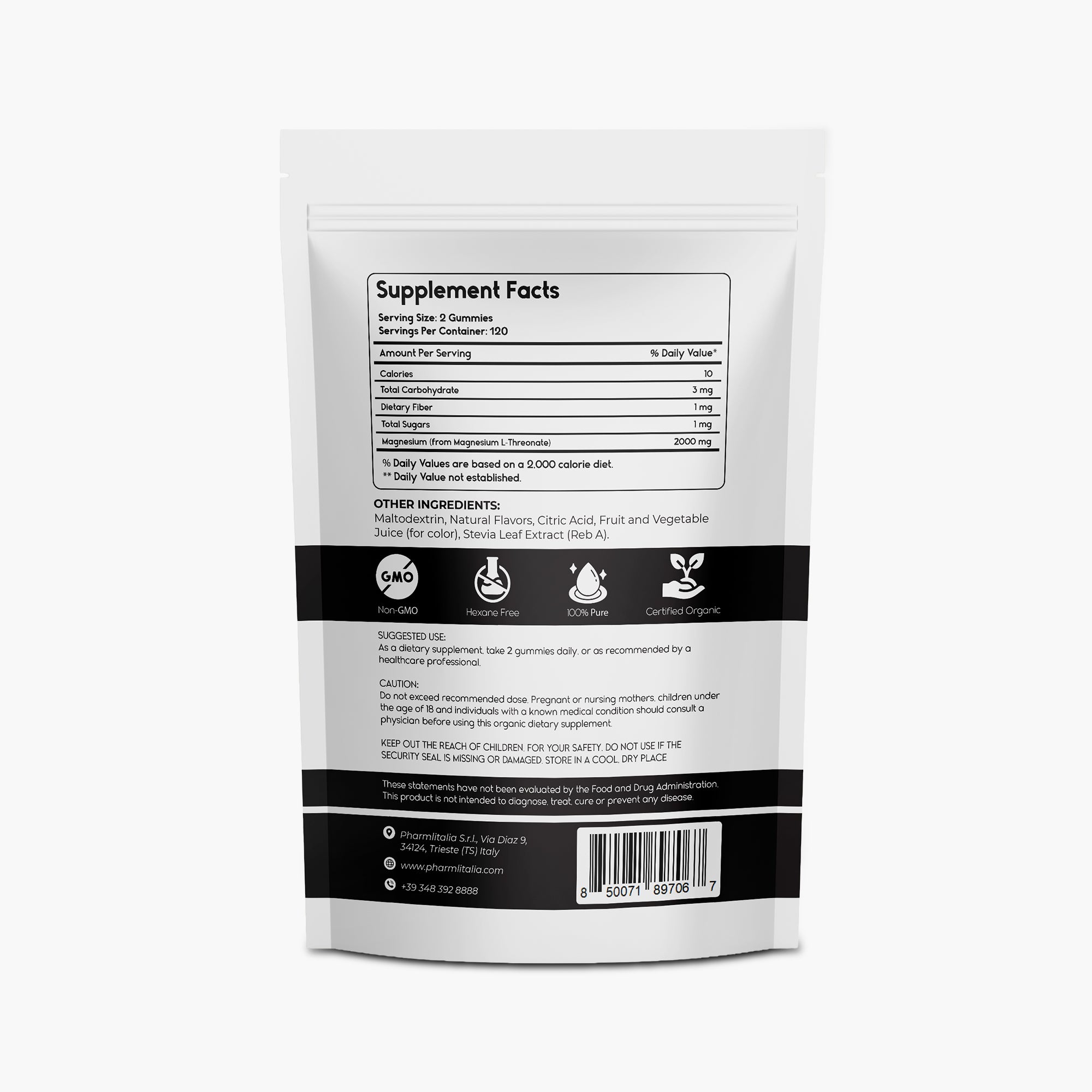 Magnesium L-Threonate Gummies | Memory, Focus, Cognitive Support & Better Sleep | Sugar-Free | 120 Gummies