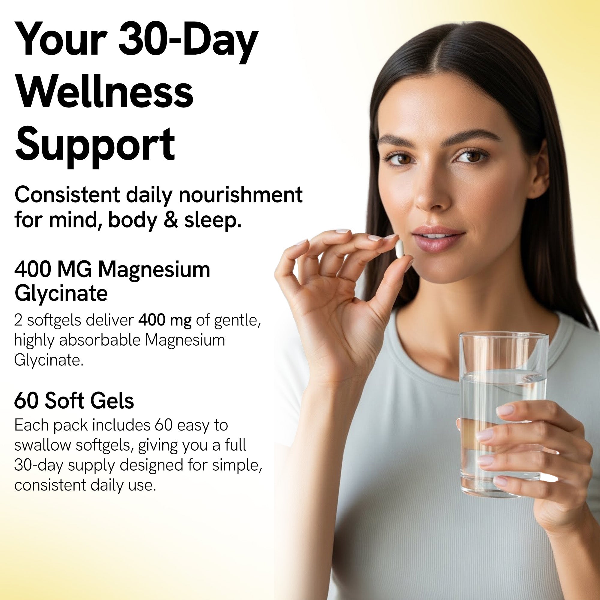 Magnesium Glycinate 400mg Softgels for Muscle Recovery, Sleep & Relaxation | 60 Count