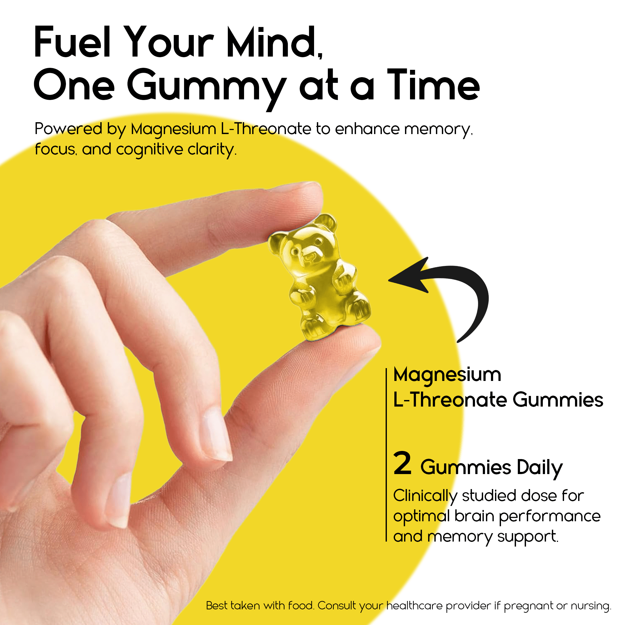 Magnesium L - Threonate Gummies for Adults & Kids 2000mg – Brain Supplements for Memory and Focus - Calm Magnesium Gummies for Improved Sleep and Healthy Mind - Pineapple Flavor (60 Count) - Pharmlitalia
