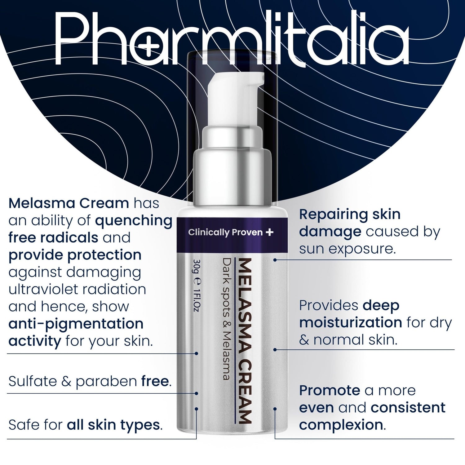 Melasma Treatment for Face & Body Cream: Reduces Dark Spots, Age Spots and Promotes Even - Toned Skin with Vitamin C - Pharmlitalia