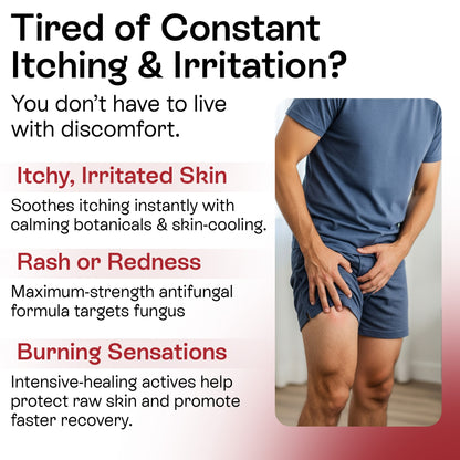 Jock Itch Antifungal Cream for Itching, Redness &amp; Odor Relief