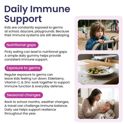 Elderberry Immune Support Gummies for Kids with Vitamin C &amp; Zinc | Daily Immunity Support | 60 Count