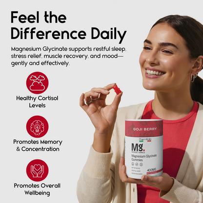 Magnesium Glycinate Gummies for Relaxation, Sleep &amp; Muscle Support | Goji Berry Flavor