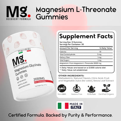 Magnesium L-Threonate Gummies | Brain, Sleep &amp; Focus Support  - 60 Count (Strawberry)