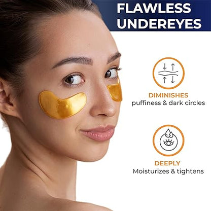 Anti-aging under-eye patches with Collagen &amp; Hyaluronic Acid reduce puffiness, dark circles, and wrinkles—wake up refreshed with younger-looking eyes!