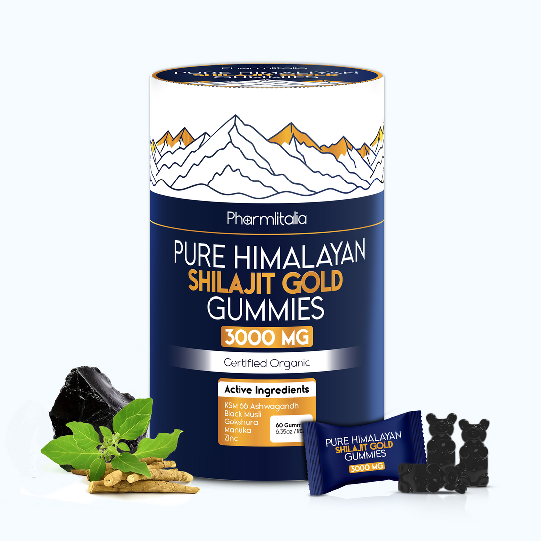 Himalayan Shilajit Gummies 3000mg – Energy &amp; Wellness Support, 60 Ct