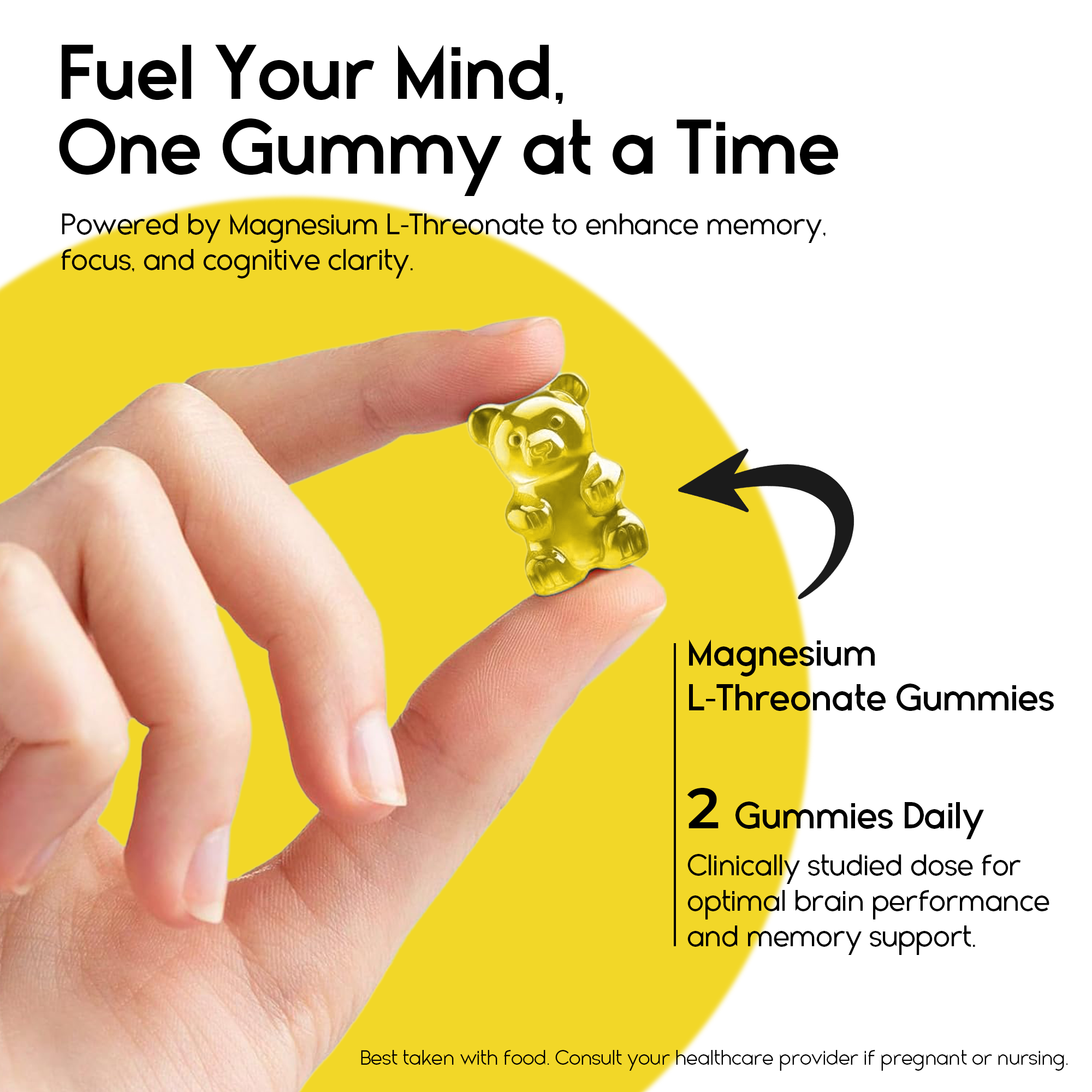 Magnesium L-Threonate Gummies | Memory, Focus, Cognitive Support &amp; Better Sleep | Sugar-Free | 120 Gummies