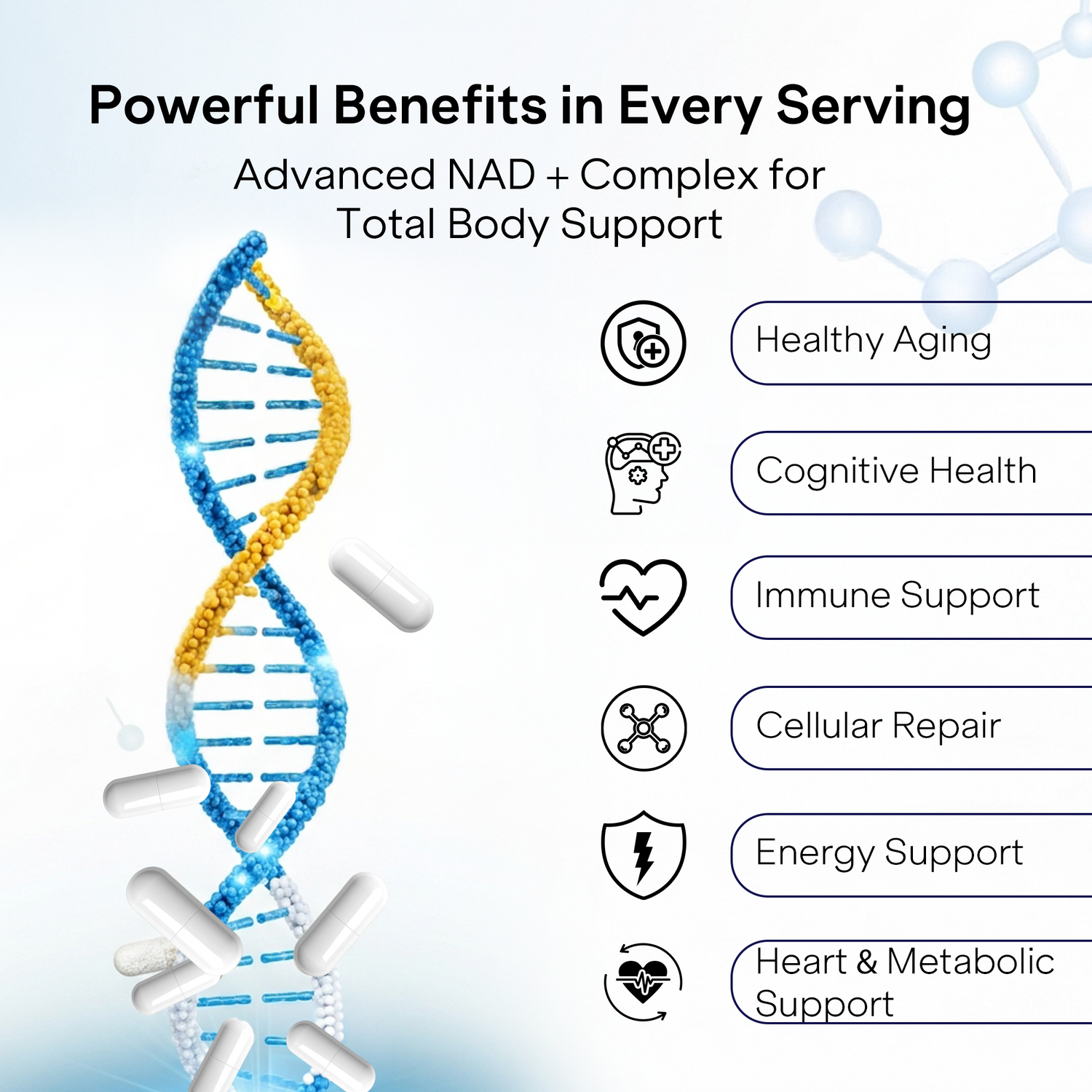 NAD+ Capsules with Resveratrol &amp; Nicotinamide Riboside | Cellular Energy &amp; Healthy Aging Support