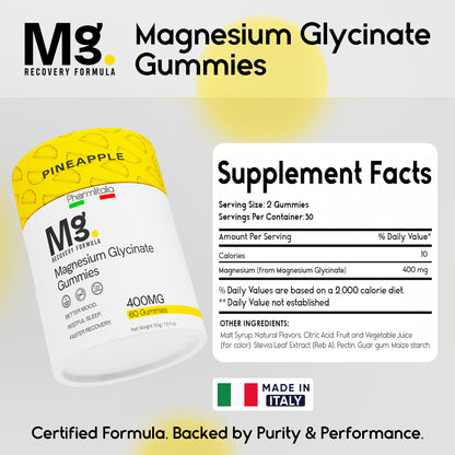 Magnesium Glycinate Gummies for Relaxation, Sleep &amp; Muscle Support | Pineapple Flavor