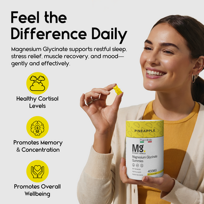 Magnesium Glycinate Gummies for Relaxation, Sleep &amp; Muscle Support | Pineapple Flavor