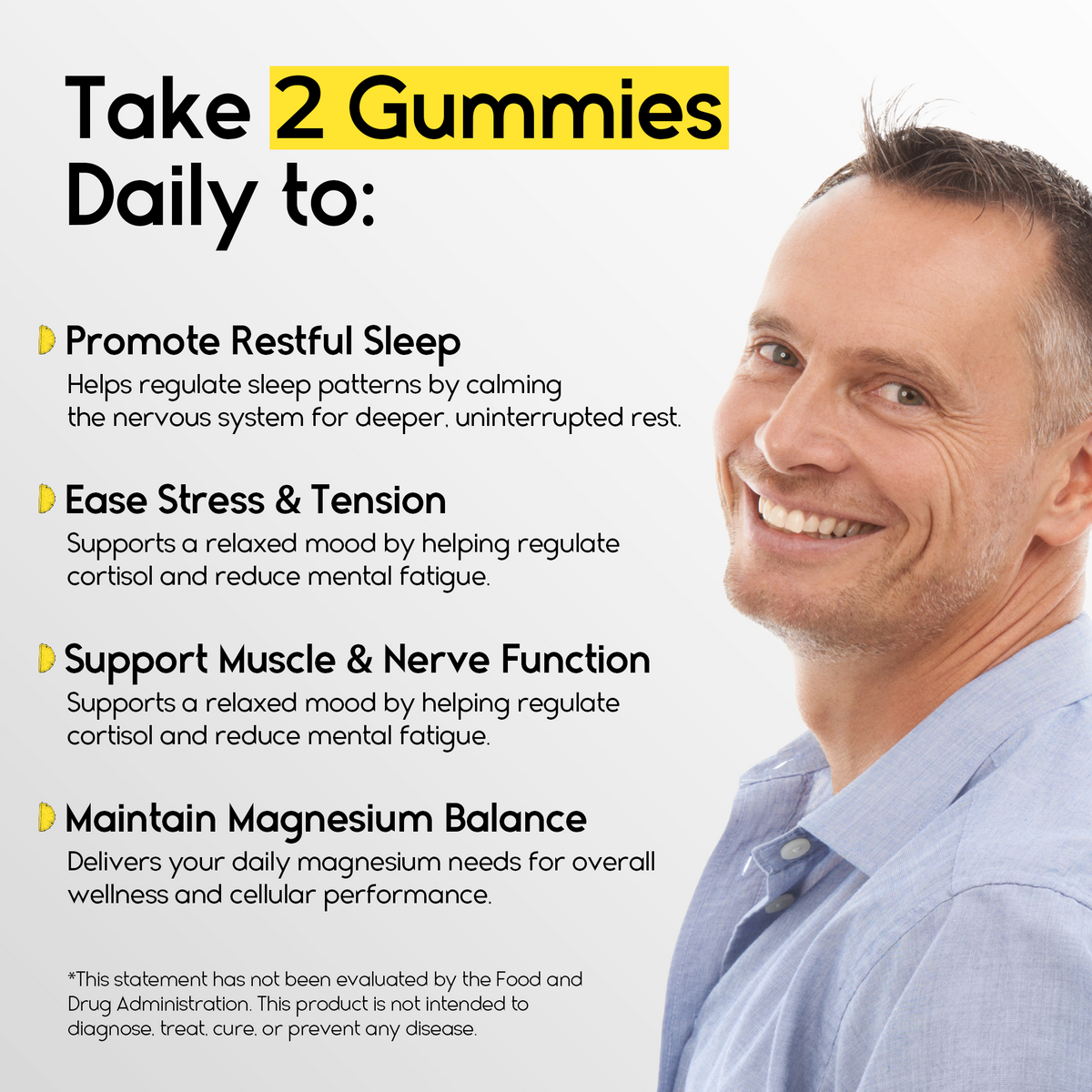Magnesium Glycinate Gummies for Relaxation, Sleep &amp; Muscle Support | Pineapple Flavor