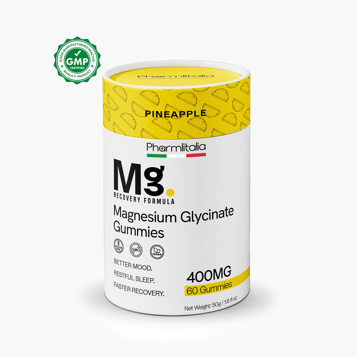 Magnesium Glycinate Gummies for Relaxation, Sleep &amp; Muscle Support | Pineapple Flavor