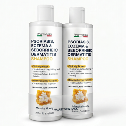 Psoriasis Shampoo for Dry, Itchy &amp; Flaky Scalp | Eczema, Folliculitis &amp; Seborrheic Dermatitis Care | Manuka Honey – 200ml