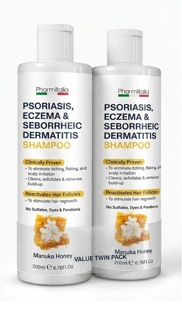 Psoriasis Shampoo for Dry, Itchy &amp; Flaky Scalp | Eczema, Folliculitis &amp; Seborrheic Dermatitis Care | Manuka Honey – 200ml