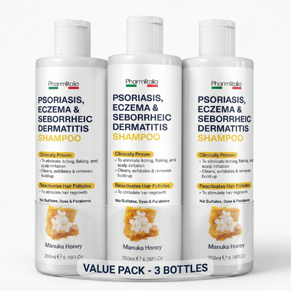 Psoriasis Shampoo for Dry, Itchy &amp; Flaky Scalp | Eczema, Folliculitis &amp; Seborrheic Dermatitis Care | Manuka Honey – 200ml