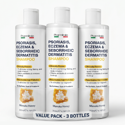 Psoriasis Shampoo for Dry, Itchy &amp; Flaky Scalp | Eczema, Folliculitis &amp; Seborrheic Dermatitis Care | Manuka Honey – 200ml