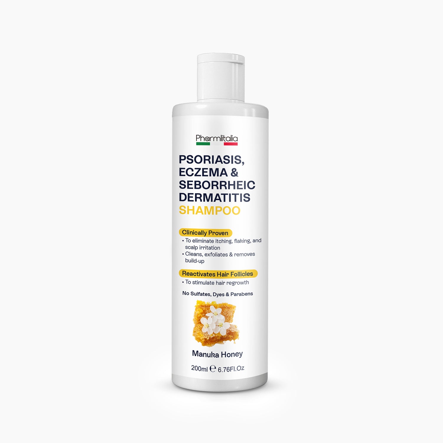 Psoriasis Shampoo for Dry, Itchy &amp; Flaky Scalp | Eczema, Folliculitis &amp; Seborrheic Dermatitis Care | Manuka Honey – 200ml