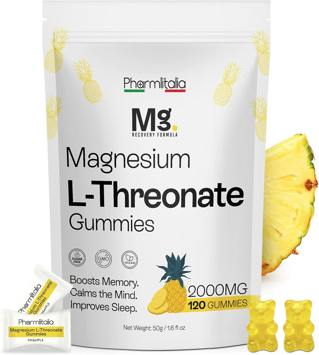 Magnesium L - Threonate Gummies 120 Count - Pharmlitalia