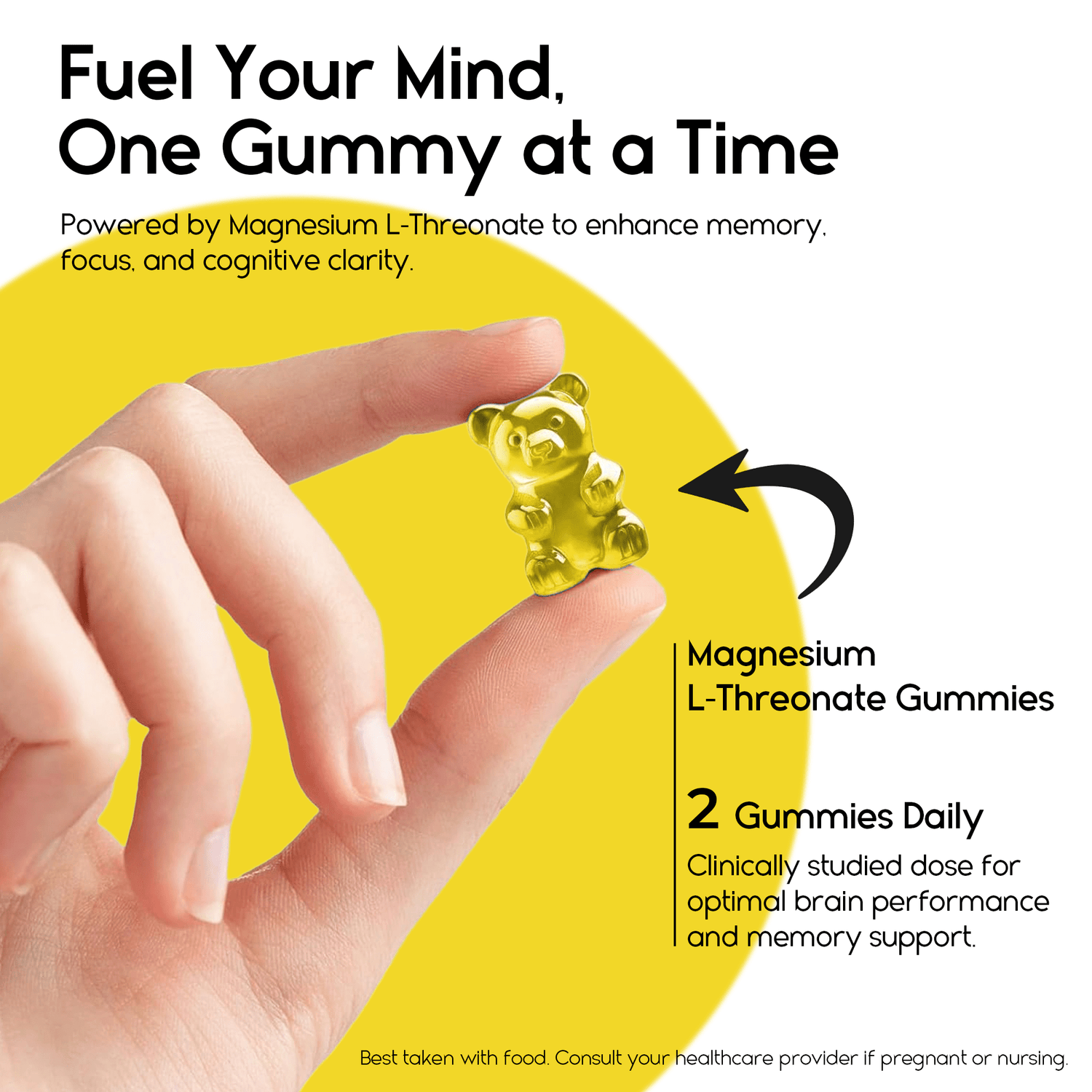 Magnesium L - Threonate Gummies for Adults &amp; Kids 2000mg – Brain Supplements for Memory and Focus - Calm Magnesium Gummies for Improved Sleep and Healthy Mind - Pineapple Flavor (60 Count) - Pharmlitalia