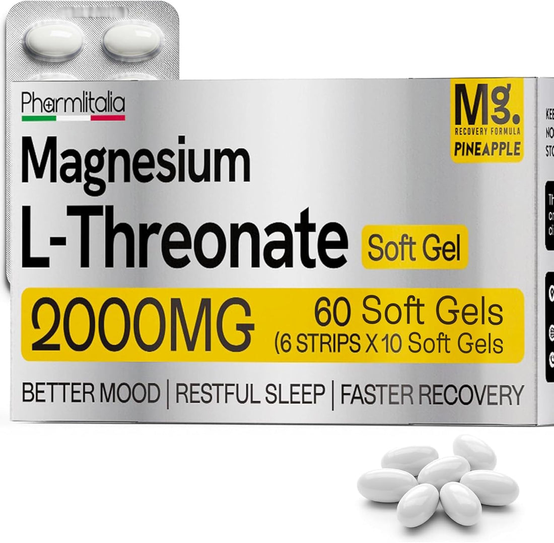 Magnesium L - Threonate Supplement 2000mg Soft Gels - Pharmlitalia