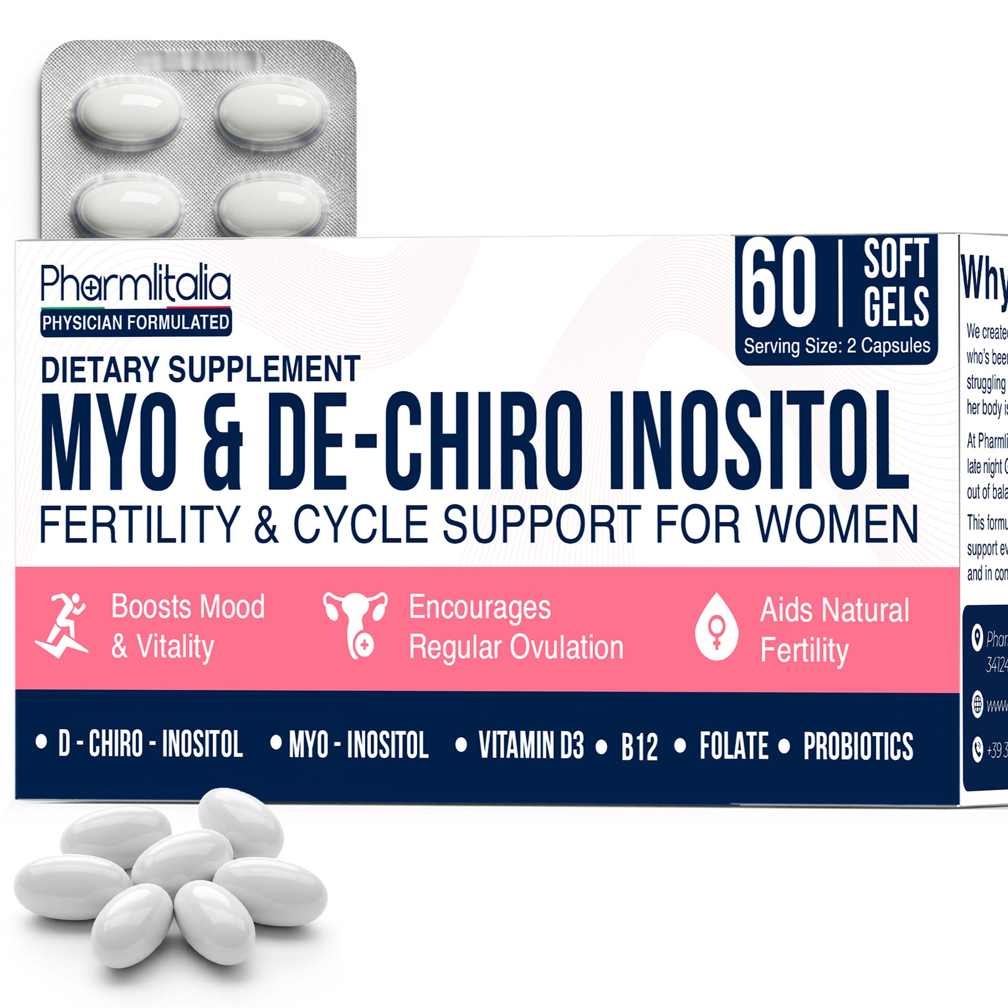 Myo-Inositol &amp; D-Chiro Inositol Softgels for Women | 40:1 Hormone Balance Formula